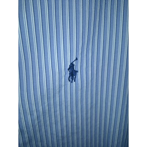 Ralph Lauren Blue Striped Custom Fit Button-Down Shirt Mens Large - Picture 4 of 7